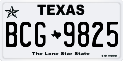 TX license plate BCG9825