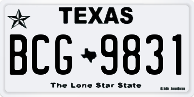 TX license plate BCG9831