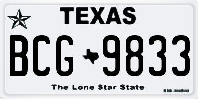 TX license plate BCG9833