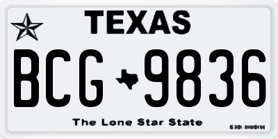 TX license plate BCG9836