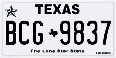 TX license plate BCG9837