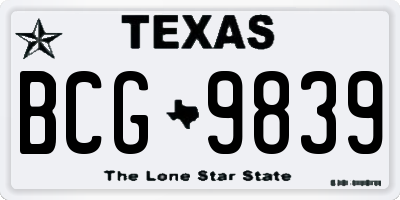 TX license plate BCG9839