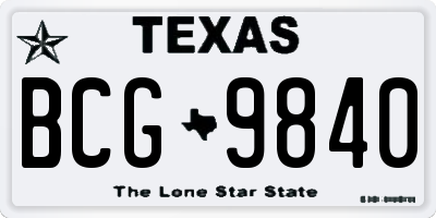 TX license plate BCG9840