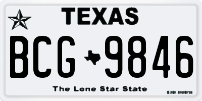TX license plate BCG9846