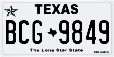 TX license plate BCG9849