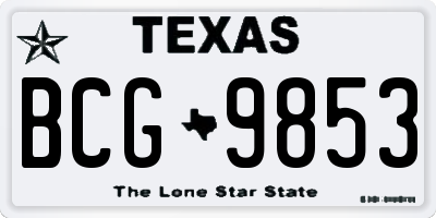 TX license plate BCG9853