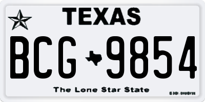 TX license plate BCG9854