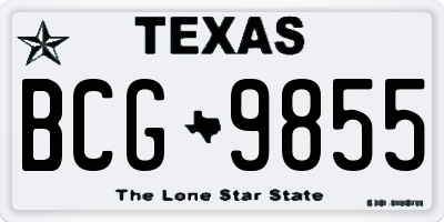 TX license plate BCG9855