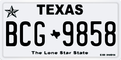 TX license plate BCG9858