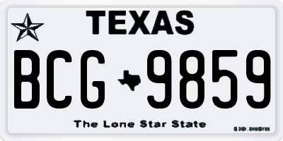 TX license plate BCG9859