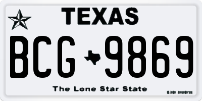 TX license plate BCG9869