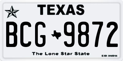 TX license plate BCG9872