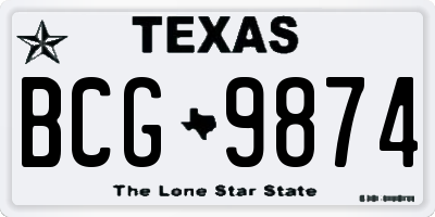 TX license plate BCG9874
