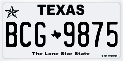 TX license plate BCG9875