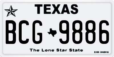 TX license plate BCG9886