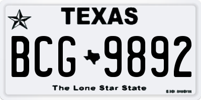 TX license plate BCG9892