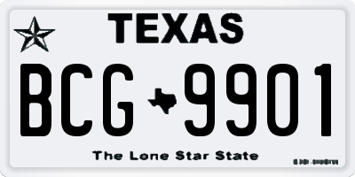 TX license plate BCG9901