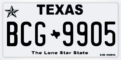 TX license plate BCG9905