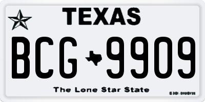 TX license plate BCG9909