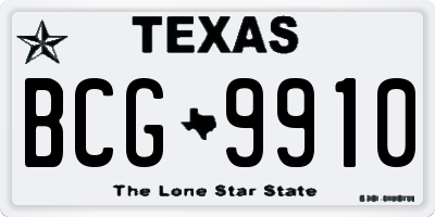 TX license plate BCG9910