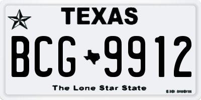 TX license plate BCG9912