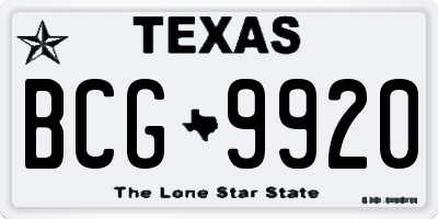 TX license plate BCG9920