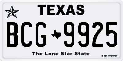 TX license plate BCG9925