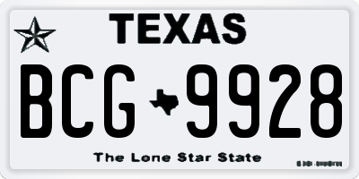 TX license plate BCG9928
