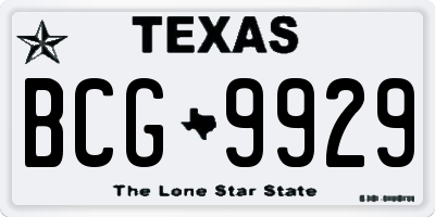 TX license plate BCG9929