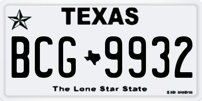 TX license plate BCG9932