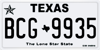 TX license plate BCG9935
