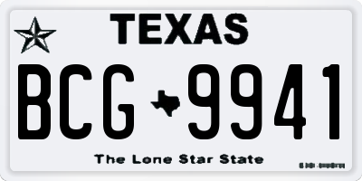 TX license plate BCG9941