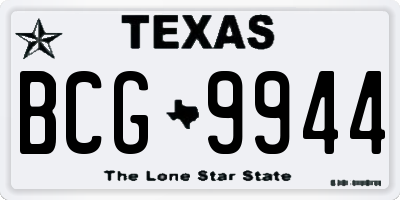 TX license plate BCG9944