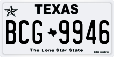 TX license plate BCG9946
