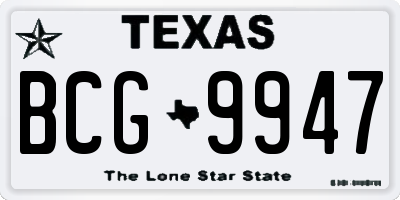 TX license plate BCG9947