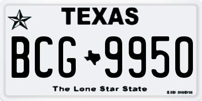 TX license plate BCG9950