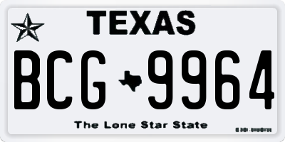 TX license plate BCG9964