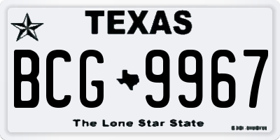 TX license plate BCG9967