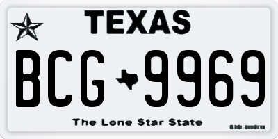 TX license plate BCG9969