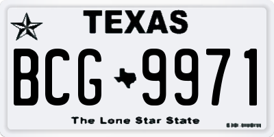 TX license plate BCG9971