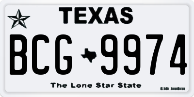 TX license plate BCG9974