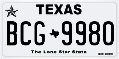TX license plate BCG9980