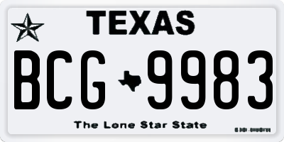 TX license plate BCG9983