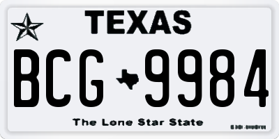 TX license plate BCG9984
