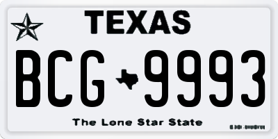TX license plate BCG9993