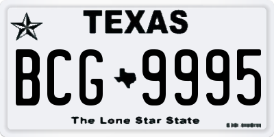 TX license plate BCG9995