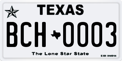 TX license plate BCH0003