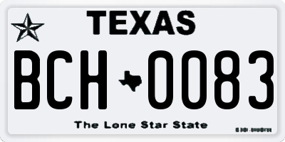 TX license plate BCH0083