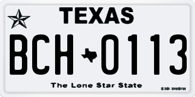 TX license plate BCH0113