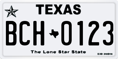 TX license plate BCH0123